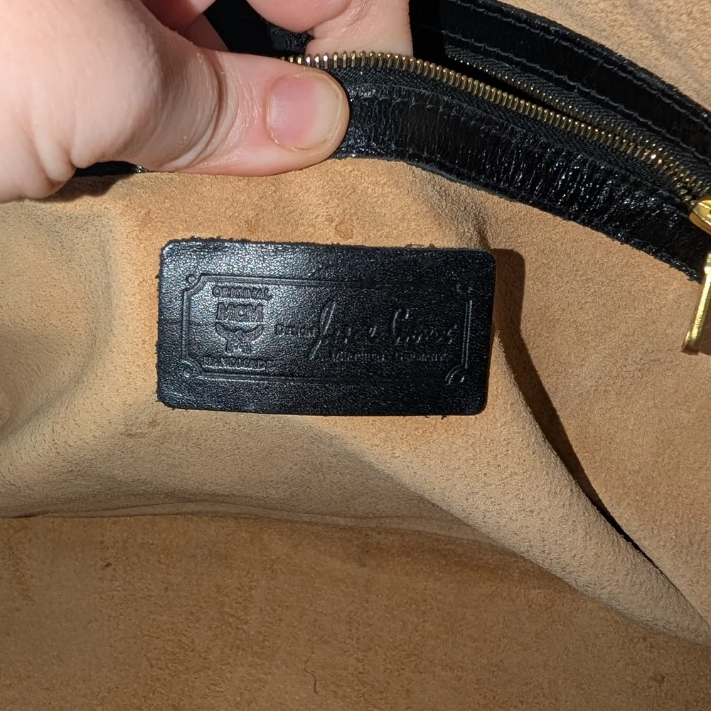 MCM Black Satchel with Gold Hardware
